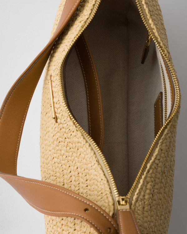 Prada Aimée large crochet and leather handbag - Image 4