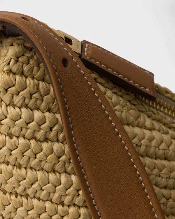 Prada Aimée large crochet and leather handbag - Image 5