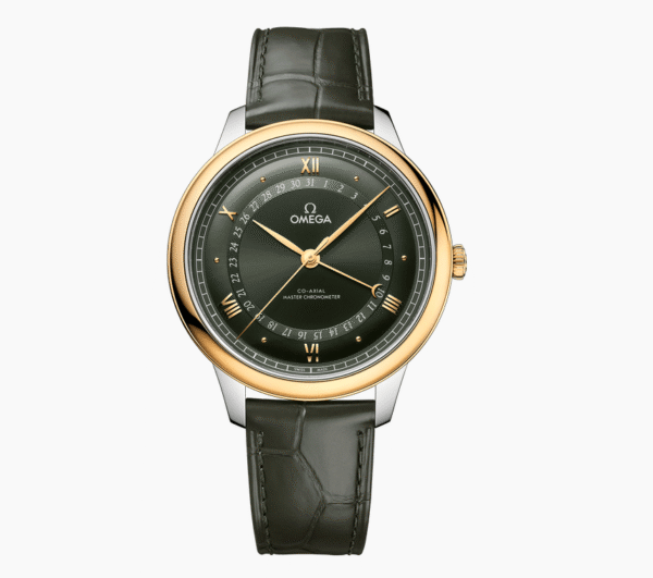 De Ville series Elegant watches 42 mm, Stainless steel 18 ct yellow gold case with alligator leather